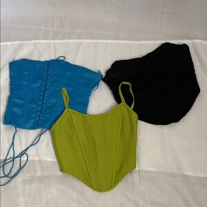 Green and Blue and Black Corset Tops